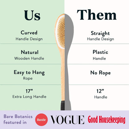 17" Extra Long Dry Body Brush - Medium Firmness Back Scrubber