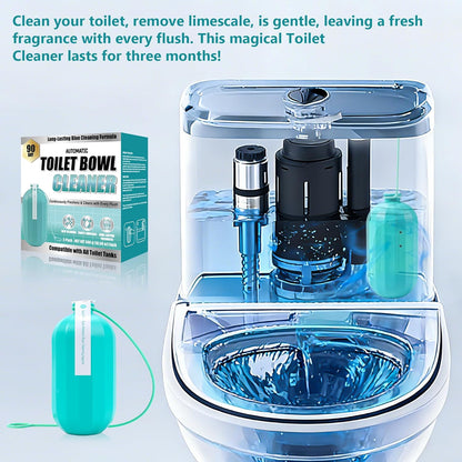 Automatic toilet bowl cleaner, odor removal Stain removal Makes toilet bowls look new with a light, fresh scent