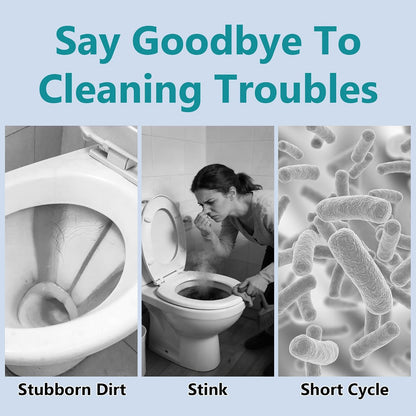 Automatic toilet bowl cleaner, odor removal Stain removal Makes toilet bowls look new with a light, fresh scent