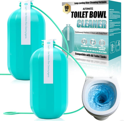 Automatic toilet bowl cleaner, odor removal Stain removal Makes toilet bowls look new with a light, fresh scent