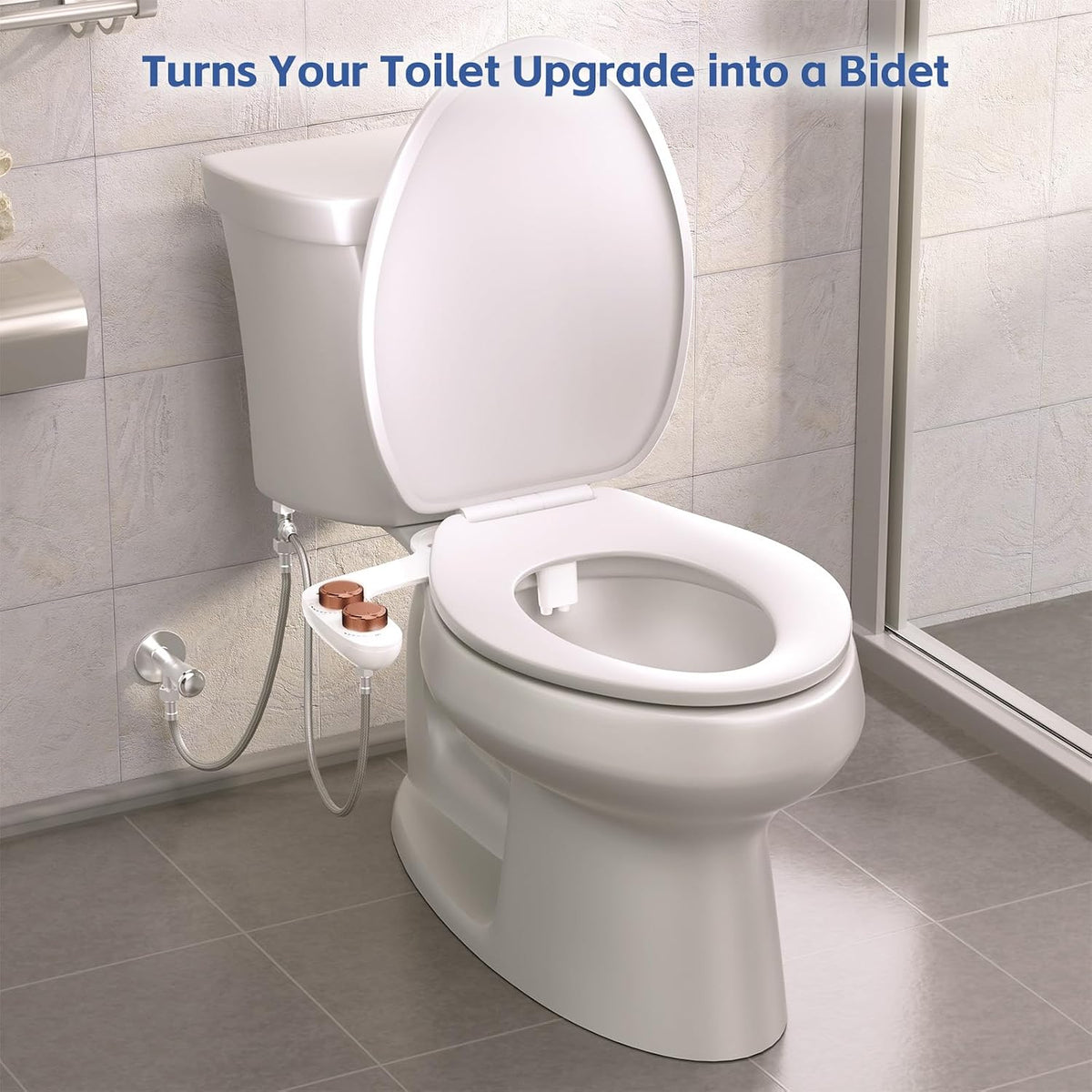 Ultra-Slim Bidet Attachment for Toilet - Dual Nozzle, Rear & Feminine Wash, Self-Cleaning, Adjustable Cold Water Pressure, Non-Electric Bidet Toilet Seat for Bathroom, Easy Install (Chrome)