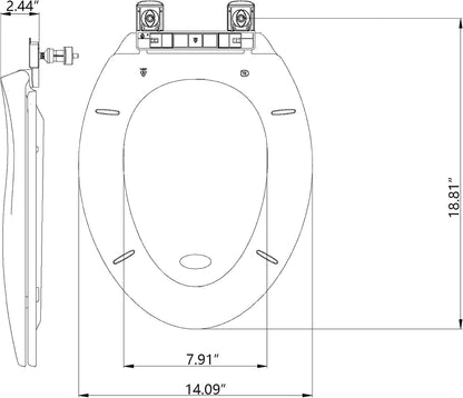 Elongated Toilet Seat with Slow Close & Quiet Close, 19 Inch Never Loosen Durable Lid, Polypropylene Easy to Install & Clean, White