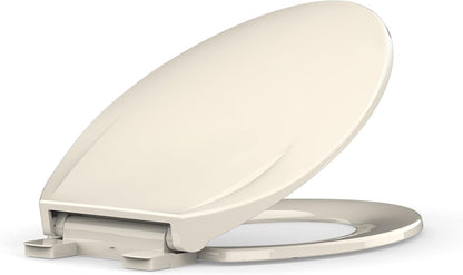 Elongated Toilet Seat with Slow Close & Quiet Close, 19 Inch Never Loosen Durable Lid, Polypropylene Easy to Install & Clean, White