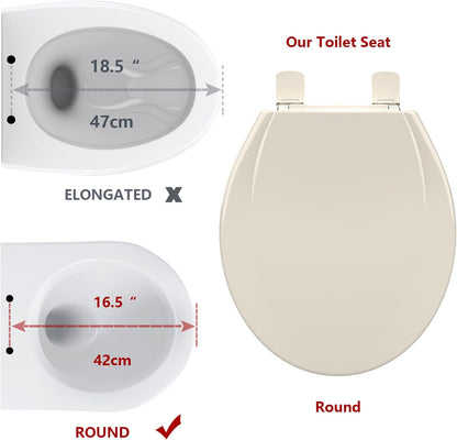 Elongated Toilet Seat with Slow Close & Quiet Close, 19 Inch Never Loosen Durable Lid, Polypropylene Easy to Install & Clean, White