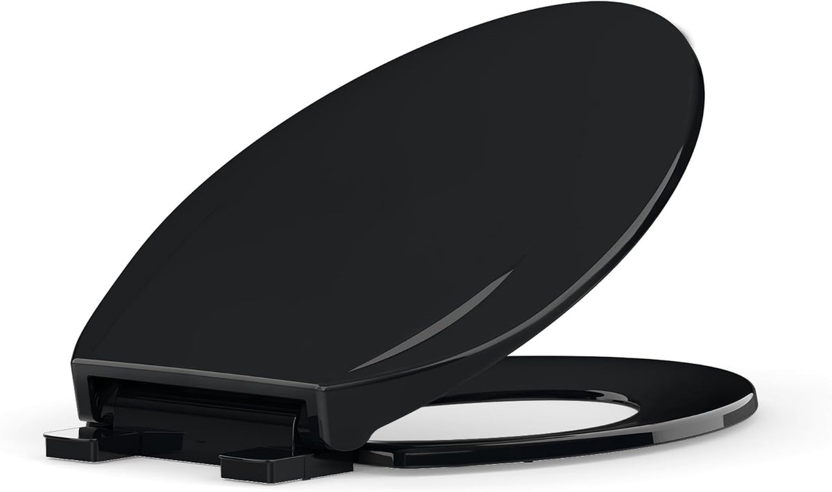 Elongated Toilet Seat with Slow Close & Quiet Close, 19 Inch Never Loosen Durable Lid, Polypropylene Easy to Install & Clean, White