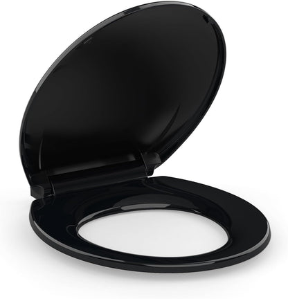 Elongated Toilet Seat with Slow Close & Quiet Close, 19 Inch Never Loosen Durable Lid, Polypropylene Easy to Install & Clean, White