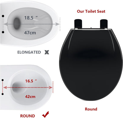Elongated Toilet Seat with Slow Close & Quiet Close, 19 Inch Never Loosen Durable Lid, Polypropylene Easy to Install & Clean, White