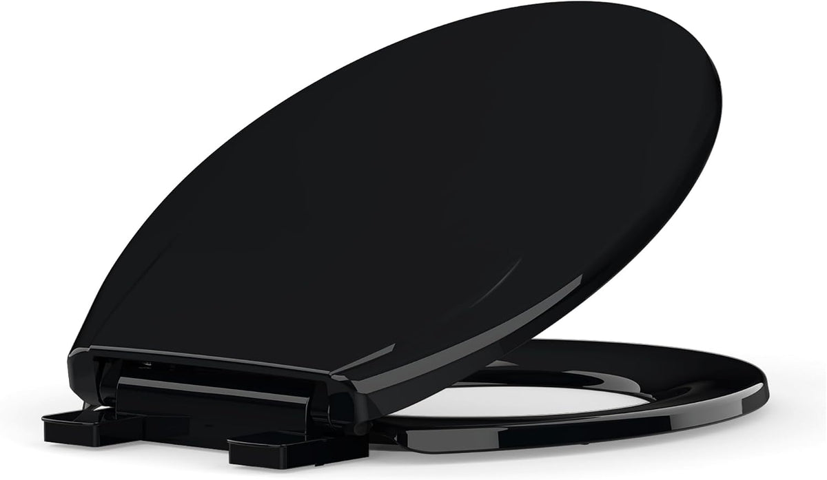 Elongated Toilet Seat with Slow Close & Quiet Close, 19 Inch Never Loosen Durable Lid, Polypropylene Easy to Install & Clean, White