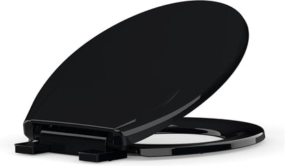 Elongated Toilet Seat with Slow Close & Quiet Close, 19 Inch Never Loosen Durable Lid, Polypropylene Easy to Install & Clean, White