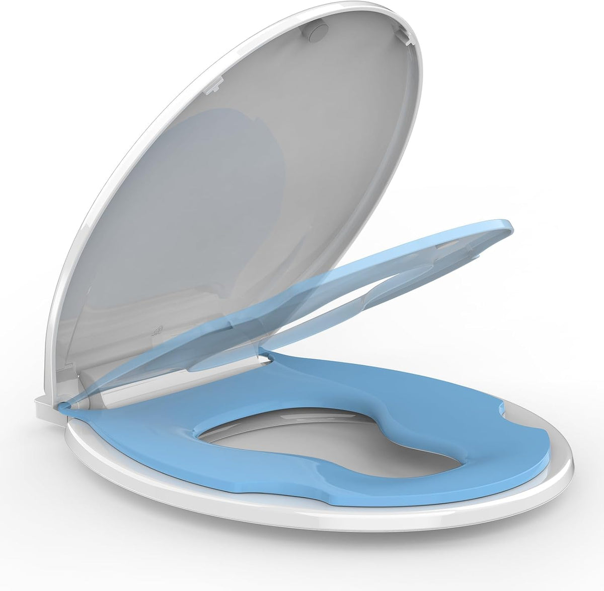 Elongated Toilet Seat with Slow Close & Quiet Close, 19 Inch Never Loosen Durable Lid, Polypropylene Easy to Install & Clean, White