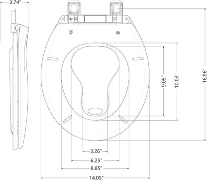 Elongated Toilet Seat with Slow Close & Quiet Close, 19 Inch Never Loosen Durable Lid, Polypropylene Easy to Install & Clean, White