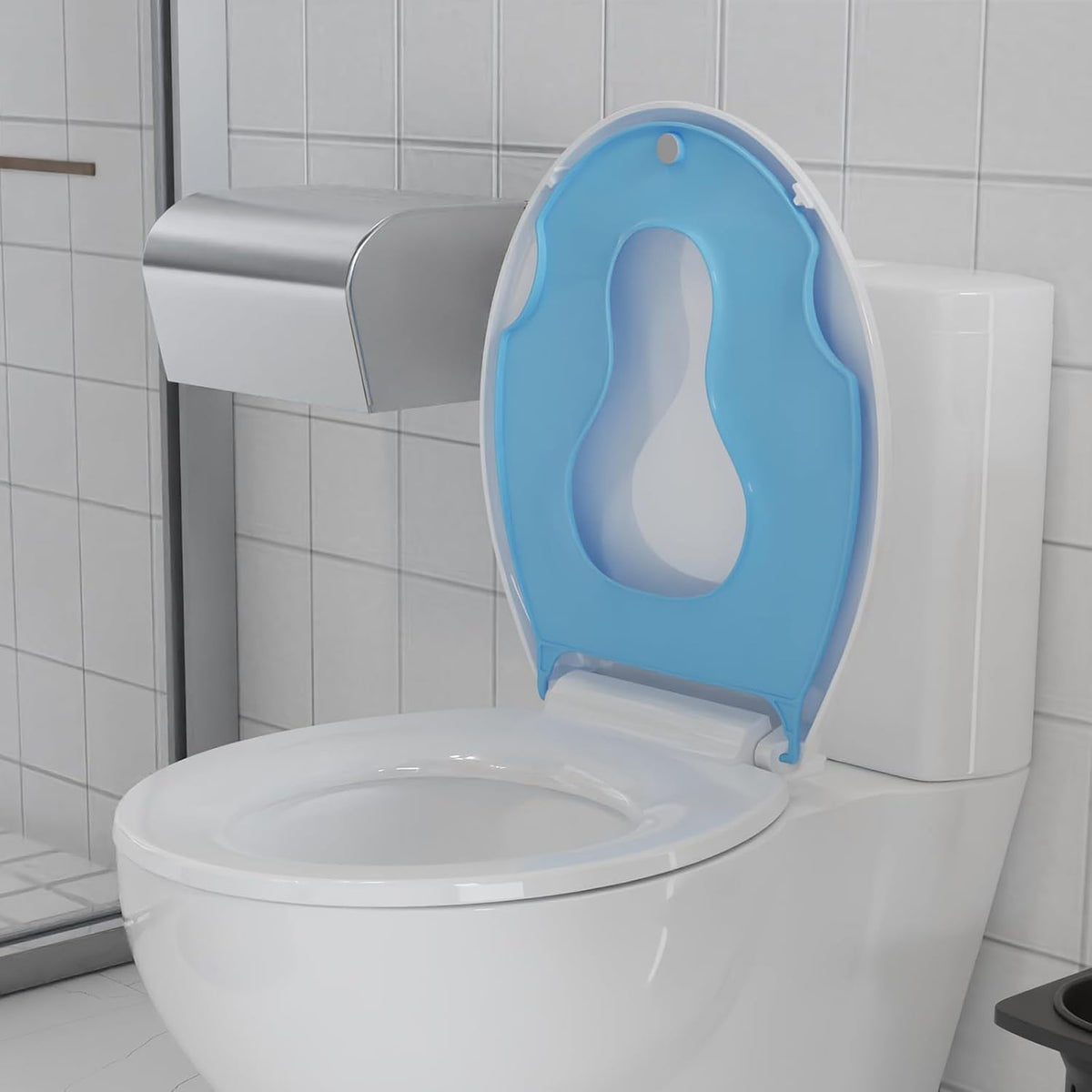 Elongated Toilet Seat with Slow Close & Quiet Close, 19 Inch Never Loosen Durable Lid, Polypropylene Easy to Install & Clean, White