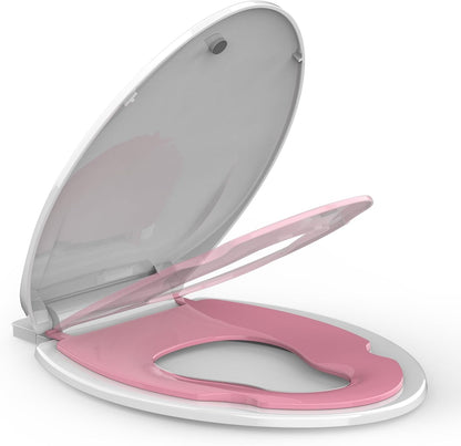 Elongated Toilet Seat with Slow Close & Quiet Close, 19 Inch Never Loosen Durable Lid, Polypropylene Easy to Install & Clean, White
