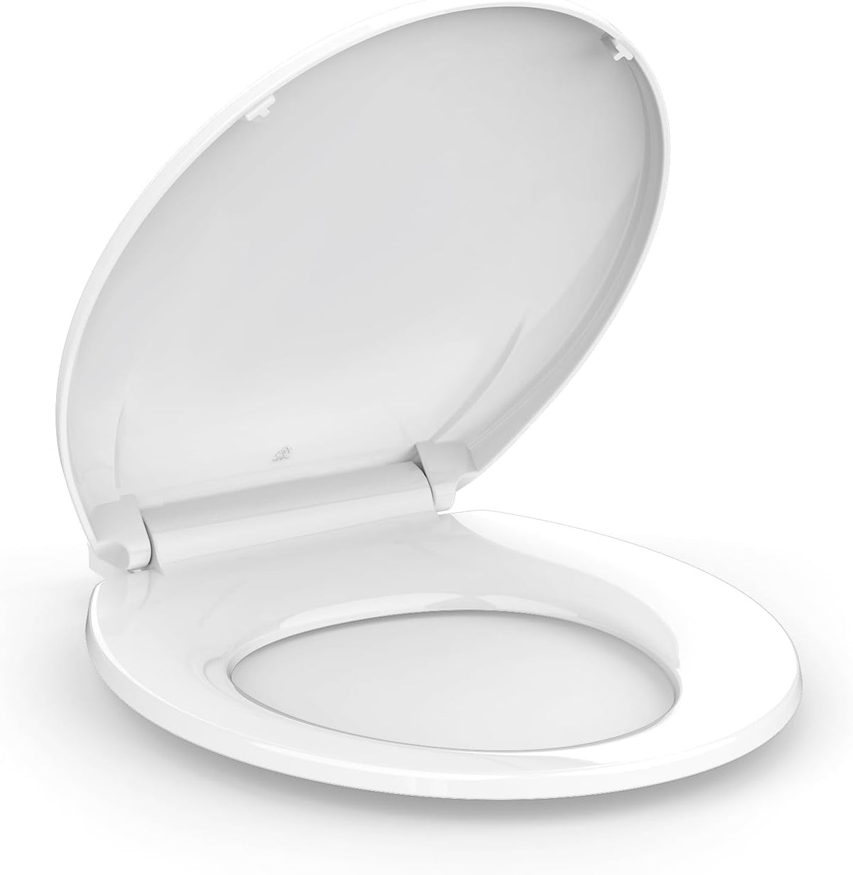 Elongated Toilet Seat with Slow Close & Quiet Close, 19 Inch Never Loosen Durable Lid, Polypropylene Easy to Install & Clean, White