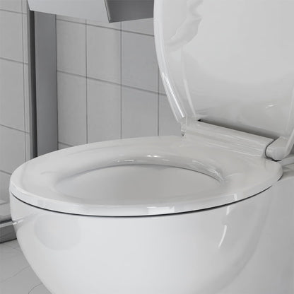 Elongated Toilet Seat with Slow Close & Quiet Close, 19 Inch Never Loosen Durable Lid, Polypropylene Easy to Install & Clean, White
