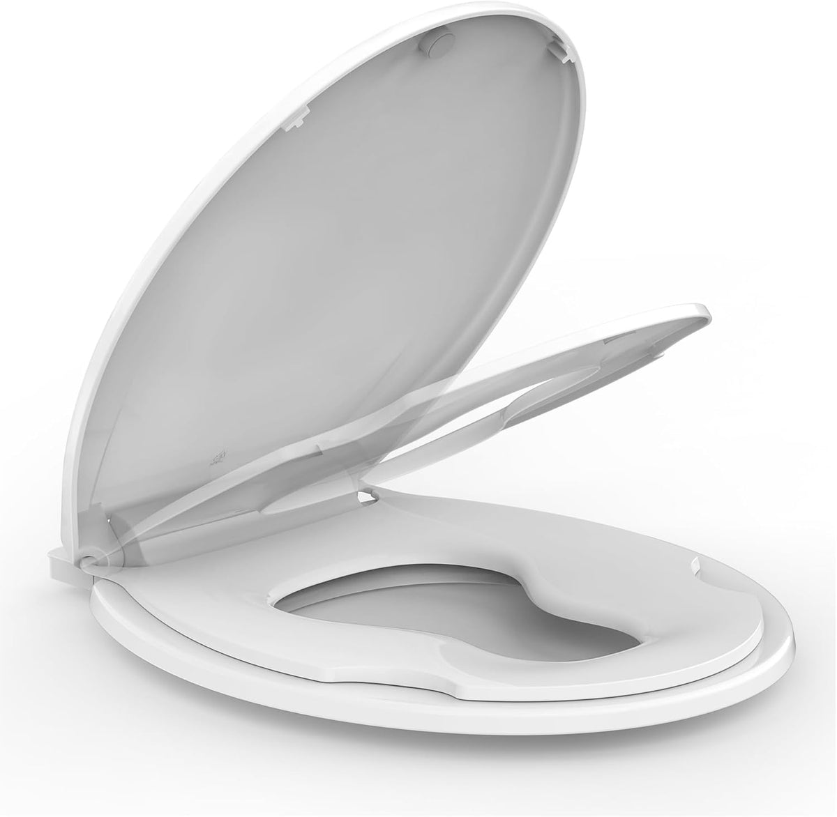 Elongated Toilet Seat with Slow Close & Quiet Close, 19 Inch Never Loosen Durable Lid, Polypropylene Easy to Install & Clean, White