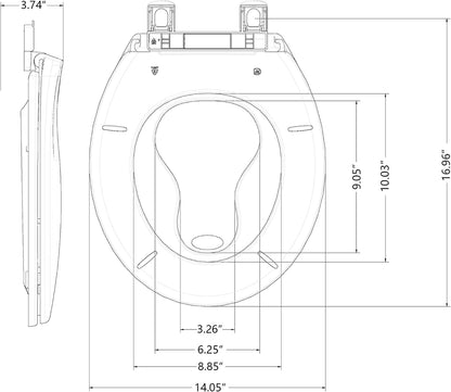Elongated Toilet Seat with Slow Close & Quiet Close, 19 Inch Never Loosen Durable Lid, Polypropylene Easy to Install & Clean, White