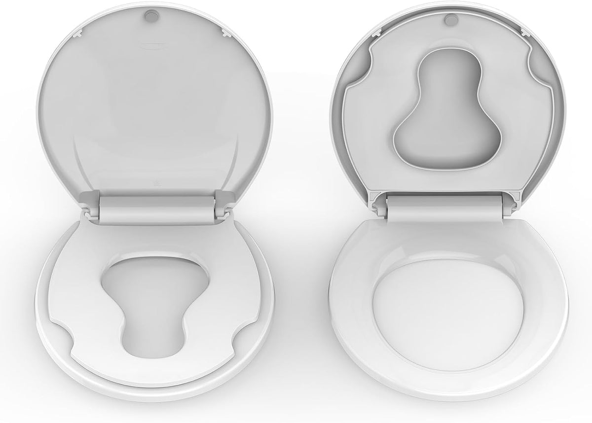 Elongated Toilet Seat with Slow Close & Quiet Close, 19 Inch Never Loosen Durable Lid, Polypropylene Easy to Install & Clean, White