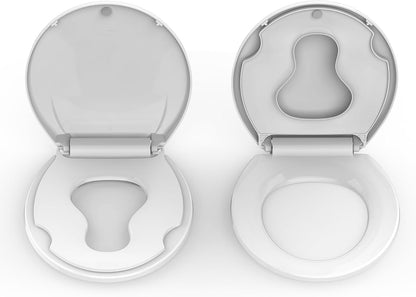 Elongated Toilet Seat with Slow Close & Quiet Close, 19 Inch Never Loosen Durable Lid, Polypropylene Easy to Install & Clean, White