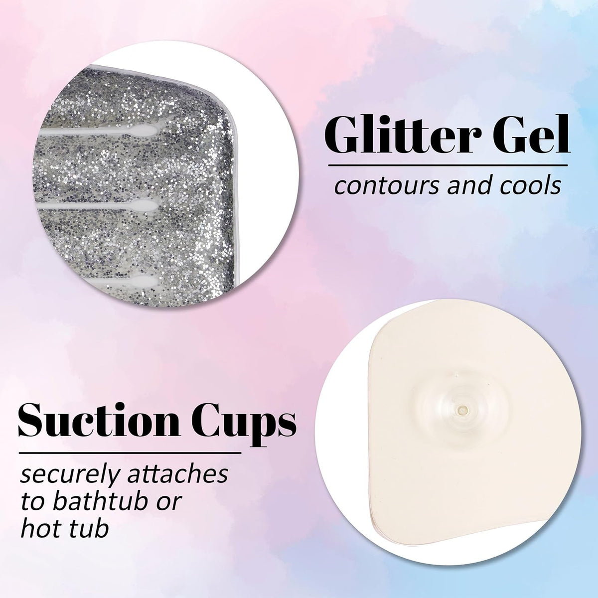 Glitter Gel Spa Pillow - Cooling Bathtub & Hot Tub Relaxation Cushion