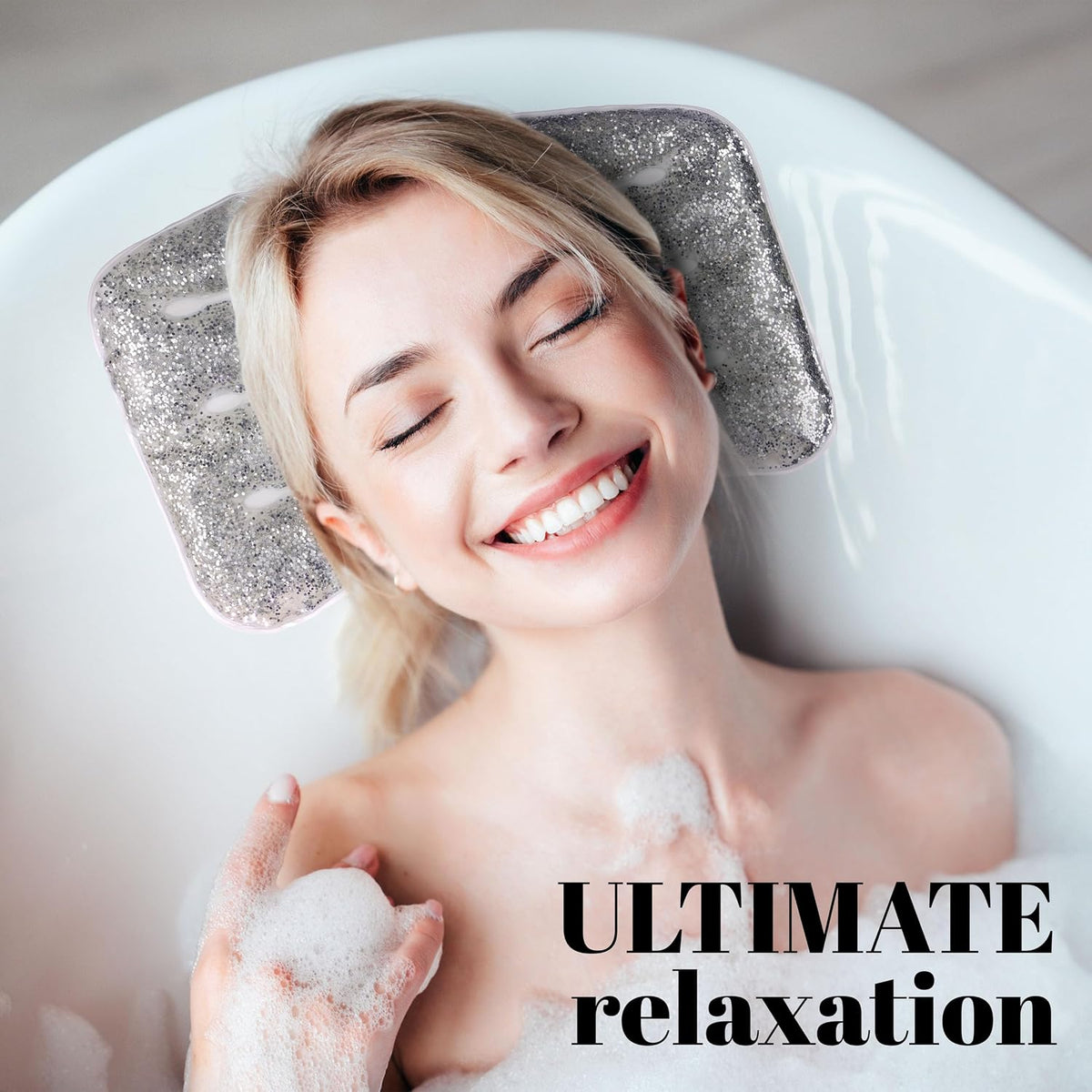 Glitter Gel Spa Pillow - Cooling Bathtub & Hot Tub Relaxation Cushion