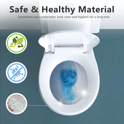 Toilet Seat Round Soft Close, Top and Bottom Fixing Fits for Most Toilet Bowl, Soft Close, Round 16.5inch, PP Material, Safe and Easy Clean, White