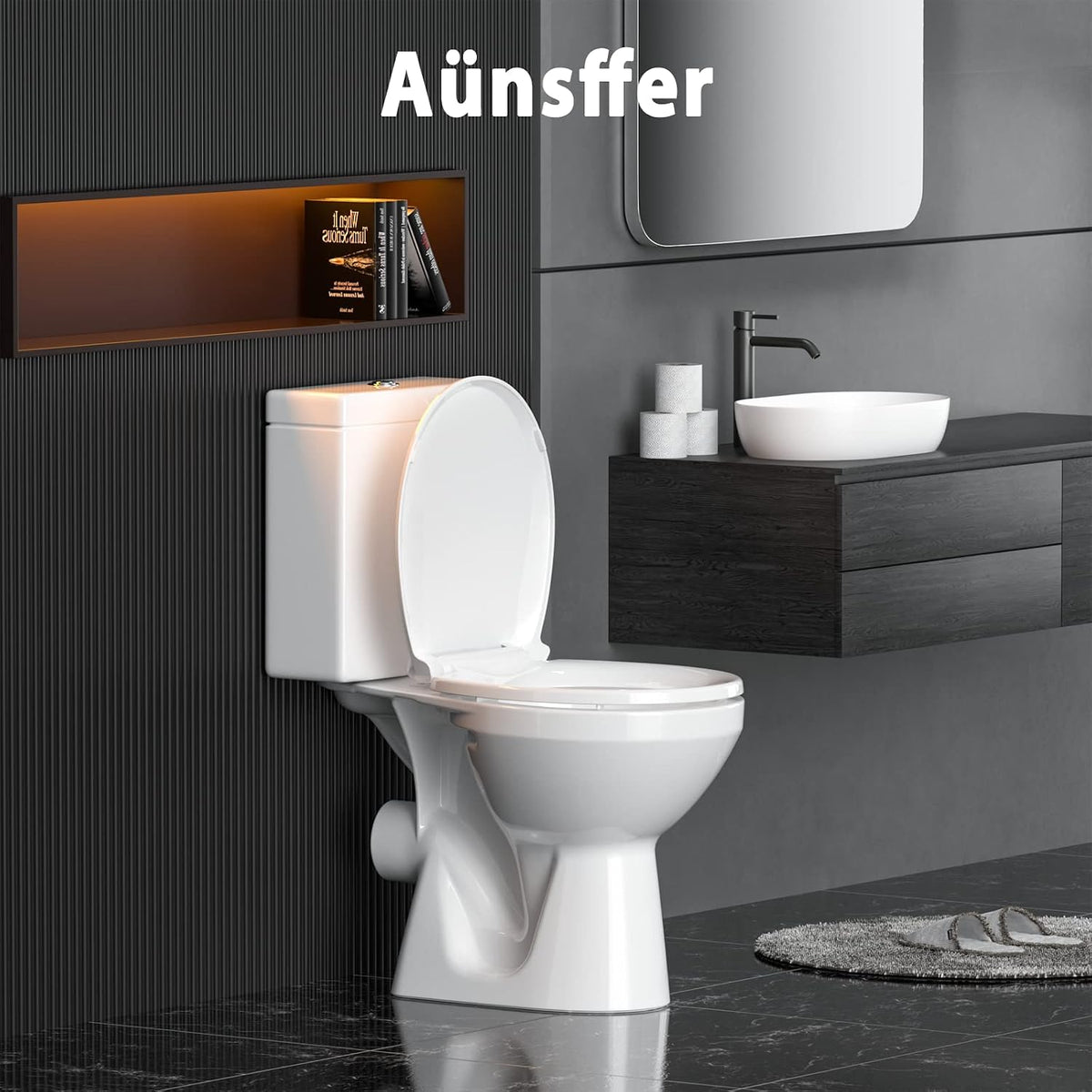 Toilet Seat Round Soft Close, Top and Bottom Fixing Fits for Most Toilet Bowl, Soft Close, Round 16.5inch, PP Material, Safe and Easy Clean, White
