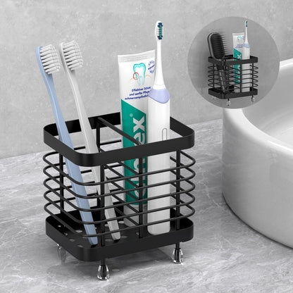 Toothbrush Holders for Bathroom, Stainless Steel, 2 Slots, Black
