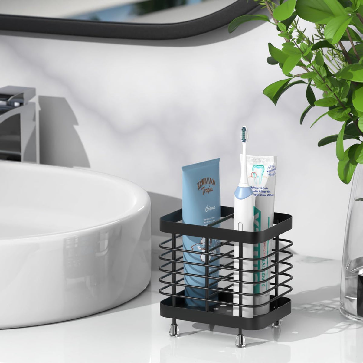 Toothbrush Holders for Bathroom, Stainless Steel, 2 Slots, Black