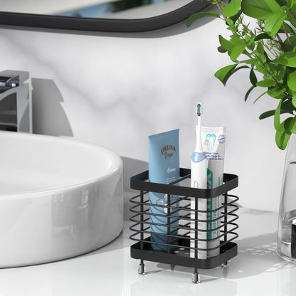 Toothbrush Holders for Bathroom, Stainless Steel, 2 Slots, Black