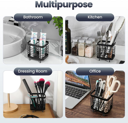 Toothbrush Holders for Bathroom, Stainless Steel, 2 Slots, Black