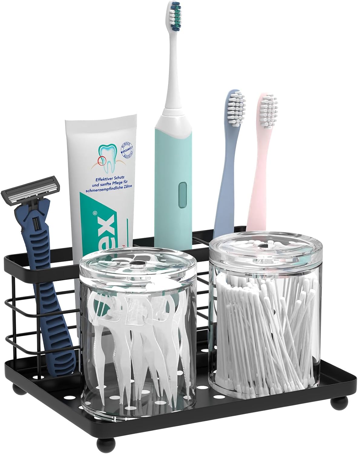 Toothbrush Holders for Bathroom, Stainless Steel, 2 Slots, Black