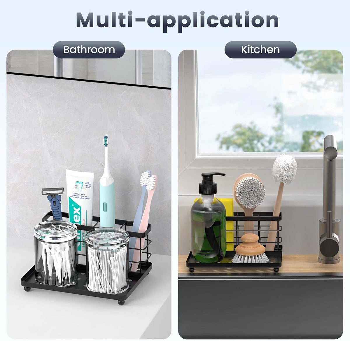 Toothbrush Holders for Bathroom, Stainless Steel, 2 Slots, Black