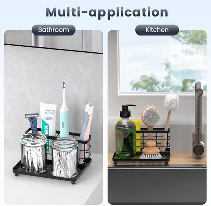 Toothbrush Holders for Bathroom, Stainless Steel, 2 Slots, Black