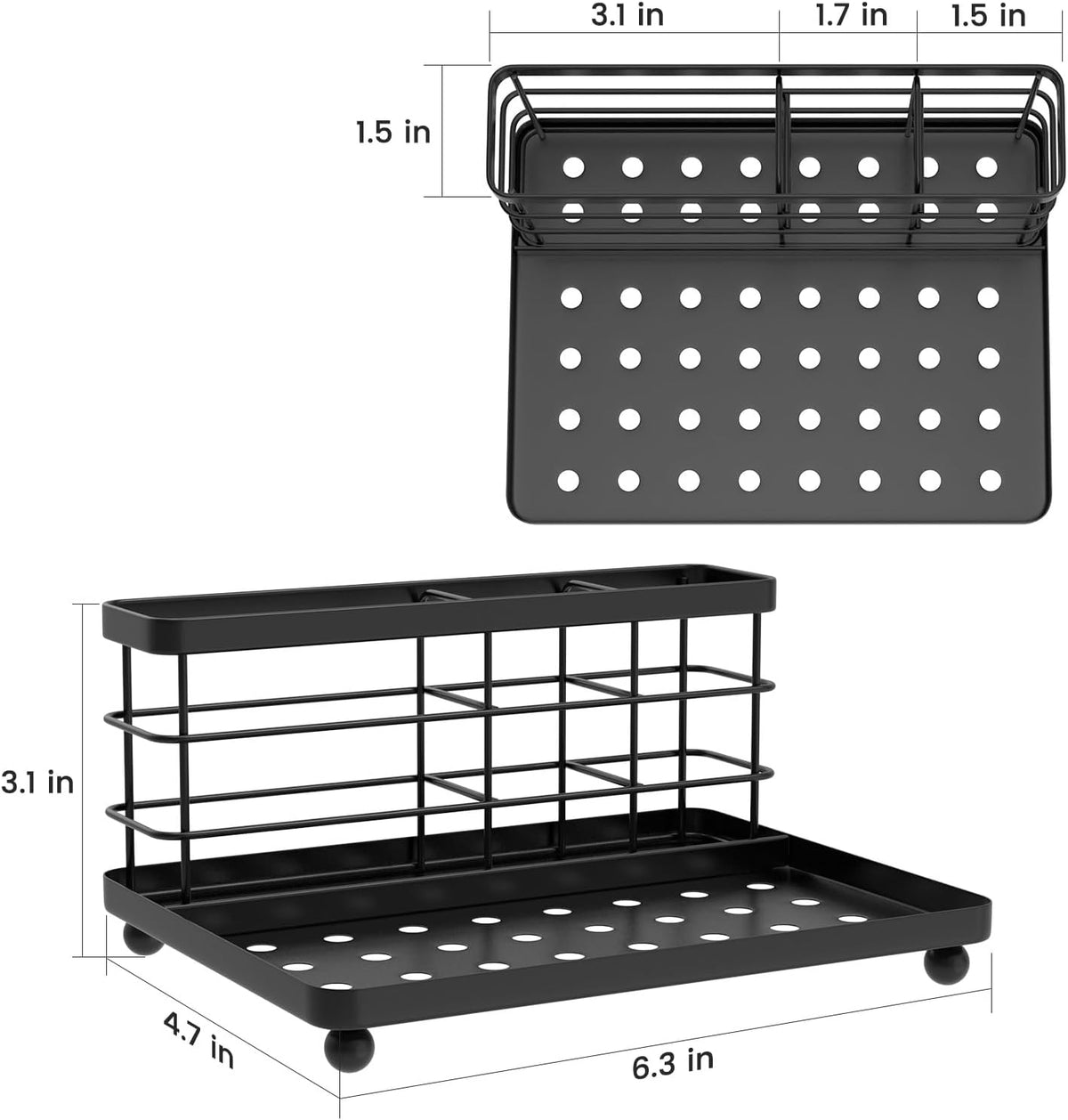 Toothbrush Holders for Bathroom, Stainless Steel, 2 Slots, Black