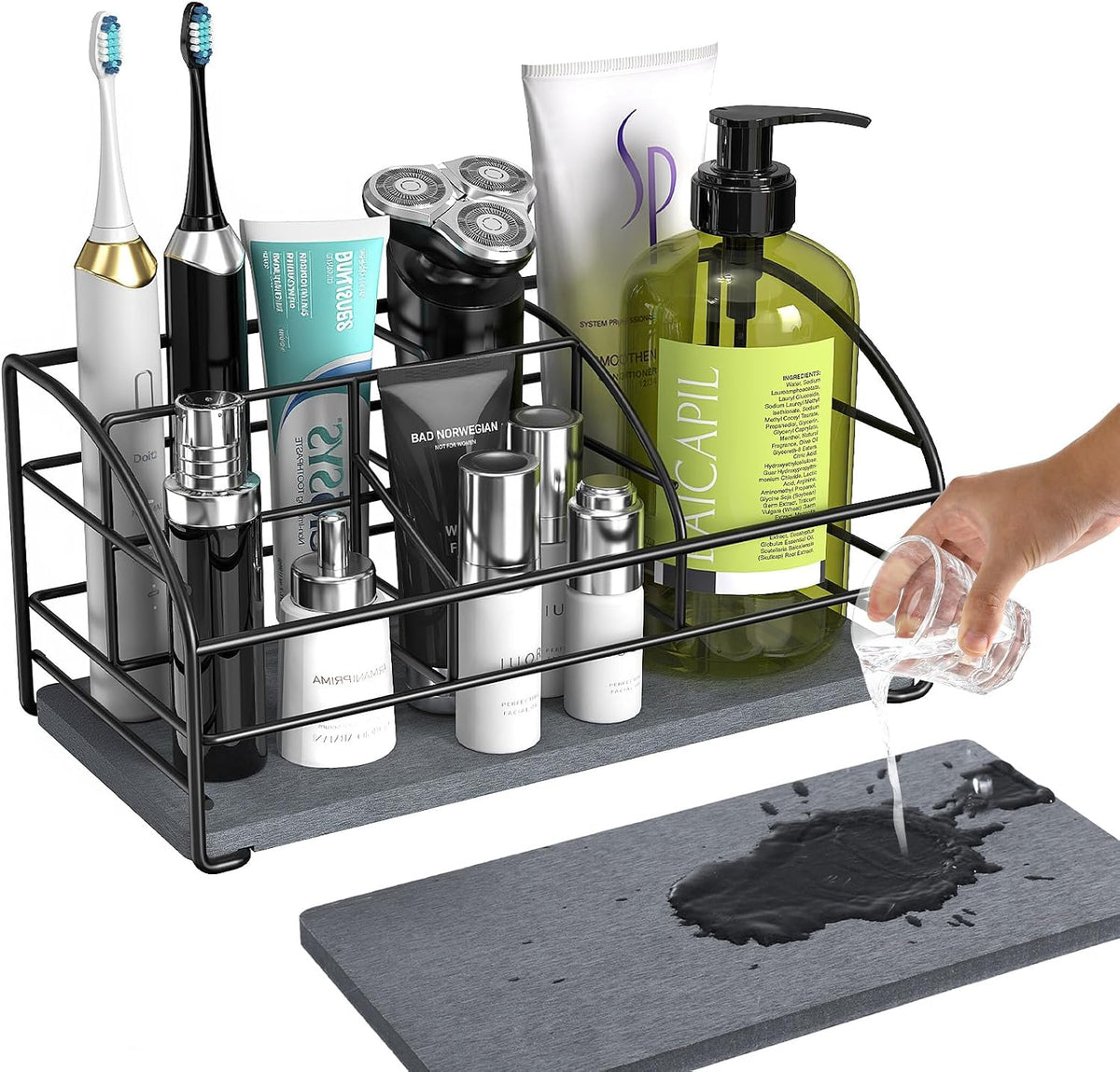 Toothbrush Holders for Bathroom, Stainless Steel, 2 Slots, Black