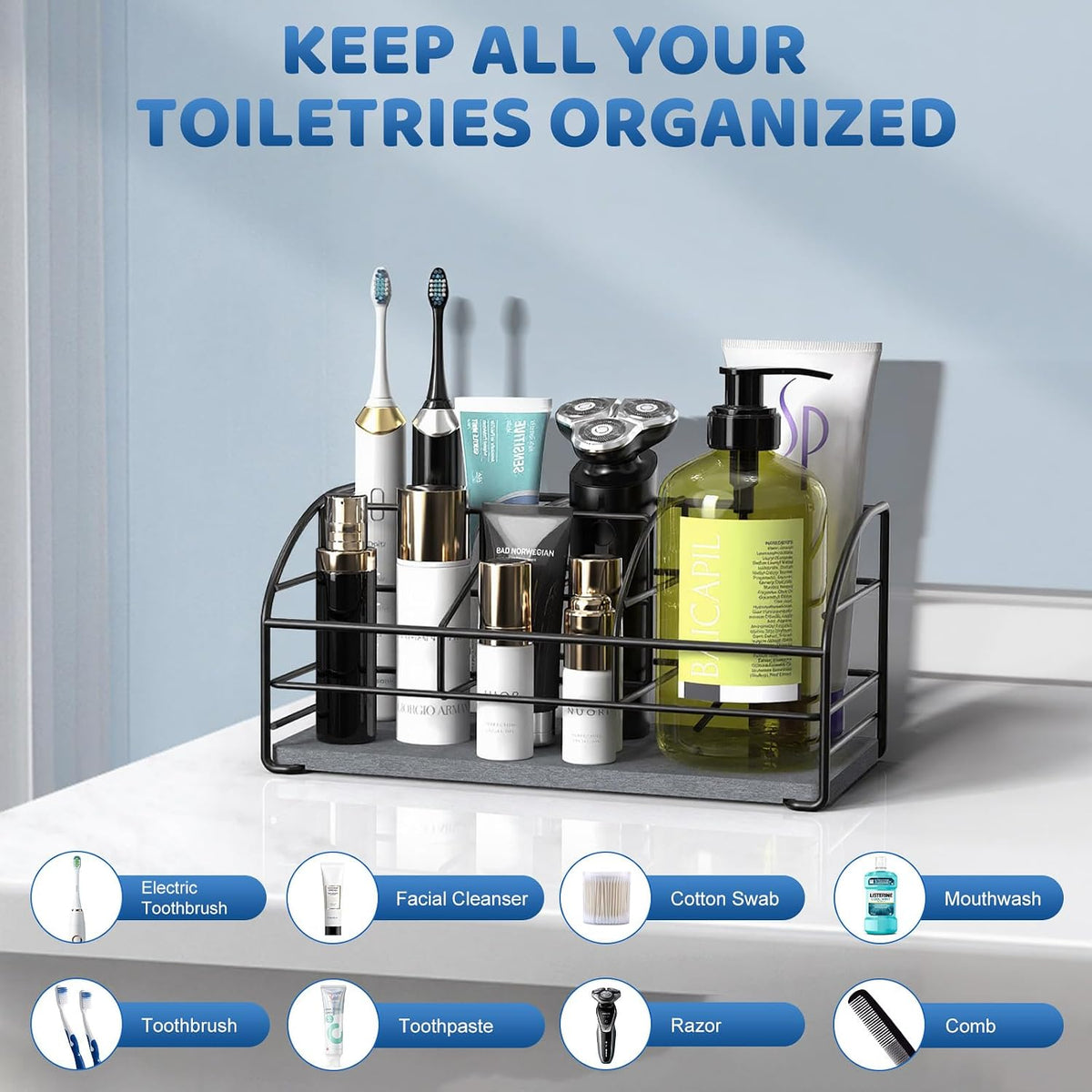 Toothbrush Holders for Bathroom, Stainless Steel, 2 Slots, Black
