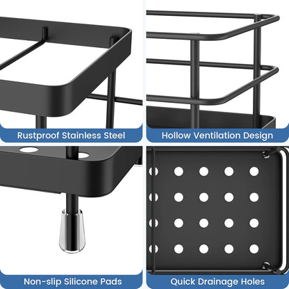Toothbrush Holders for Bathroom, Stainless Steel, 2 Slots, Black