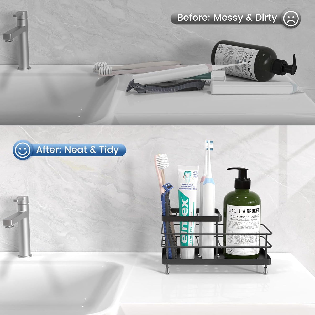 Toothbrush Holders for Bathroom, Stainless Steel, 2 Slots, Black