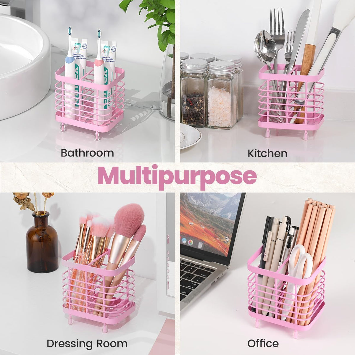 Toothbrush Holders for Bathroom, Stainless Steel, 2 Slots, Black