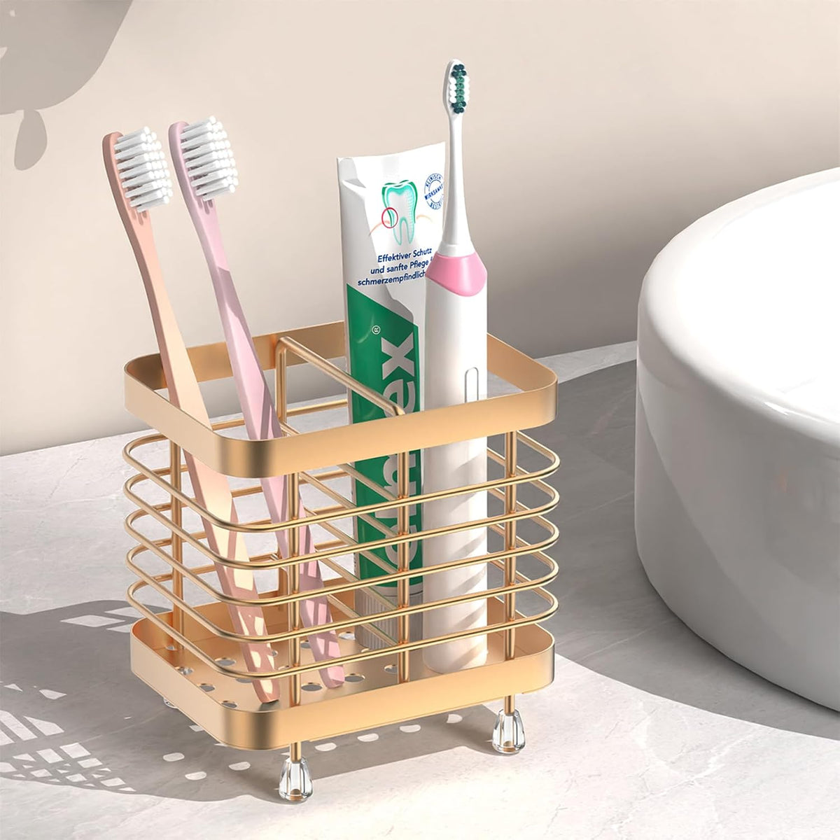 Toothbrush Holders for Bathroom, Stainless Steel, 2 Slots, Black