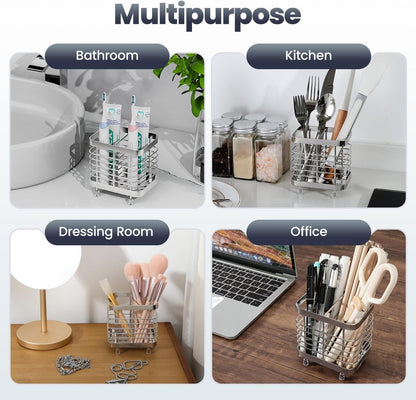 Toothbrush Holders for Bathroom, Stainless Steel, 2 Slots, Black