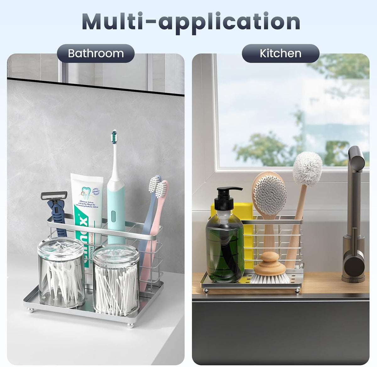 Toothbrush Holders for Bathroom, Stainless Steel, 2 Slots, Black