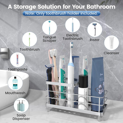 Toothbrush Holders for Bathroom, Stainless Steel, 2 Slots, Black