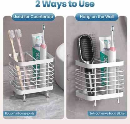Toothbrush Holders for Bathroom, Stainless Steel, 2 Slots, Black