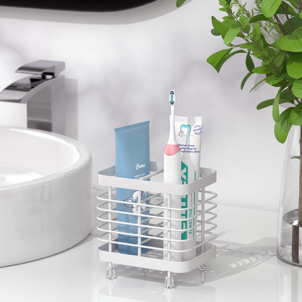 Toothbrush Holders for Bathroom, Stainless Steel, 2 Slots, Black