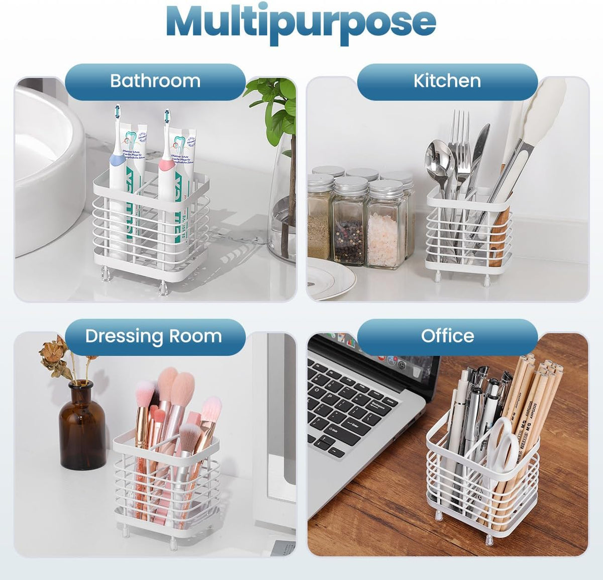 Toothbrush Holders for Bathroom, Stainless Steel, 2 Slots, Black