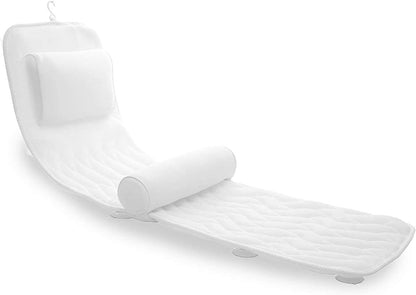 Full Body Bath Pillow Adjustable Lumbar Pillow 14 Suction Cups Gray | Relaxing Soft Bathtub Cushion with laundry bag 3D Air Mesh Fit Any Tub Bathroom Accessories Washable Quick-Dry