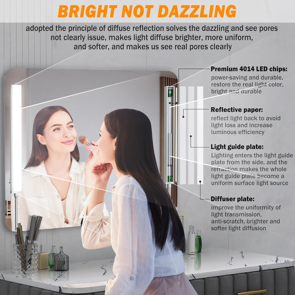 LED Vanity Lights for Mirror, Bright Dimmable and Color Temperature Changeable LED Makeup Light, Durable Stick-on 5V USB Powered Mirror Lights