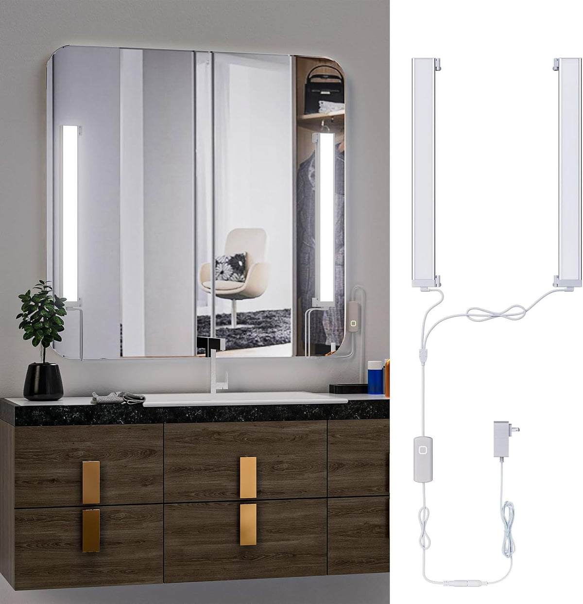 LED Vanity Lights for Mirror, Bright Dimmable and Color Temperature Changeable LED Makeup Light, Durable Stick-on 5V USB Powered Mirror Lights